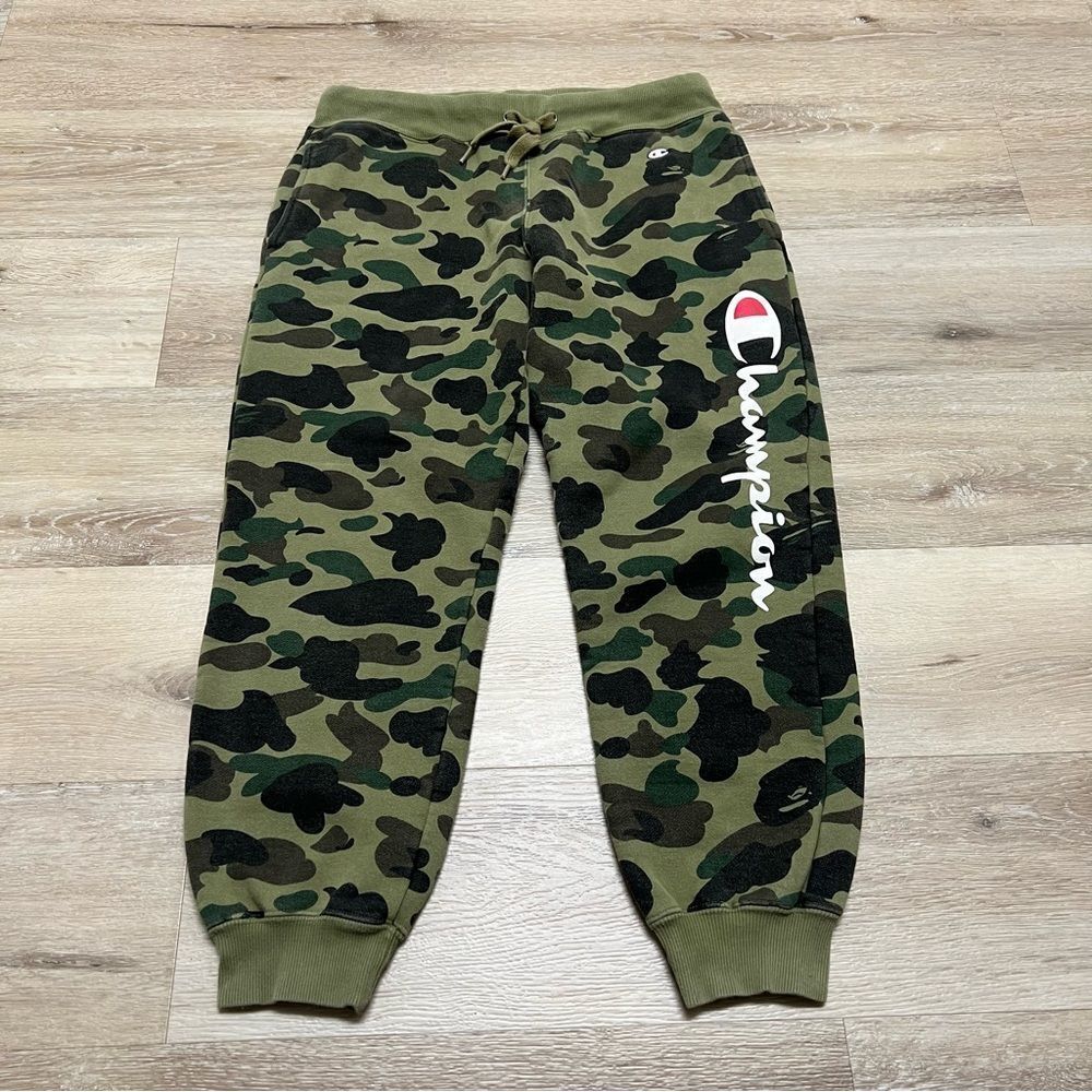 Champion A Bathing Ape Bape Green 1st Camo Sweatpants SIZE: Large